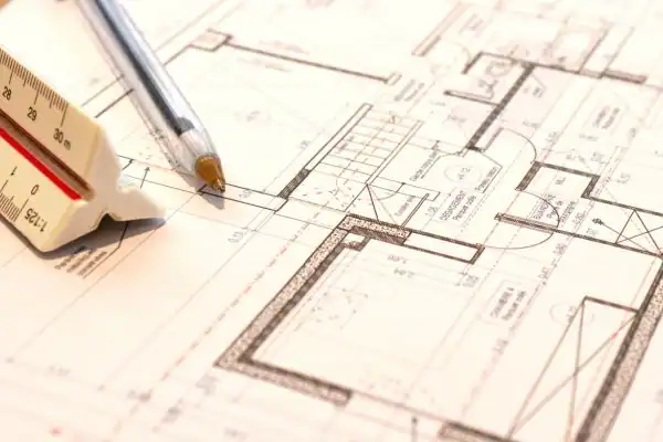 Image of architect Bradford drawings